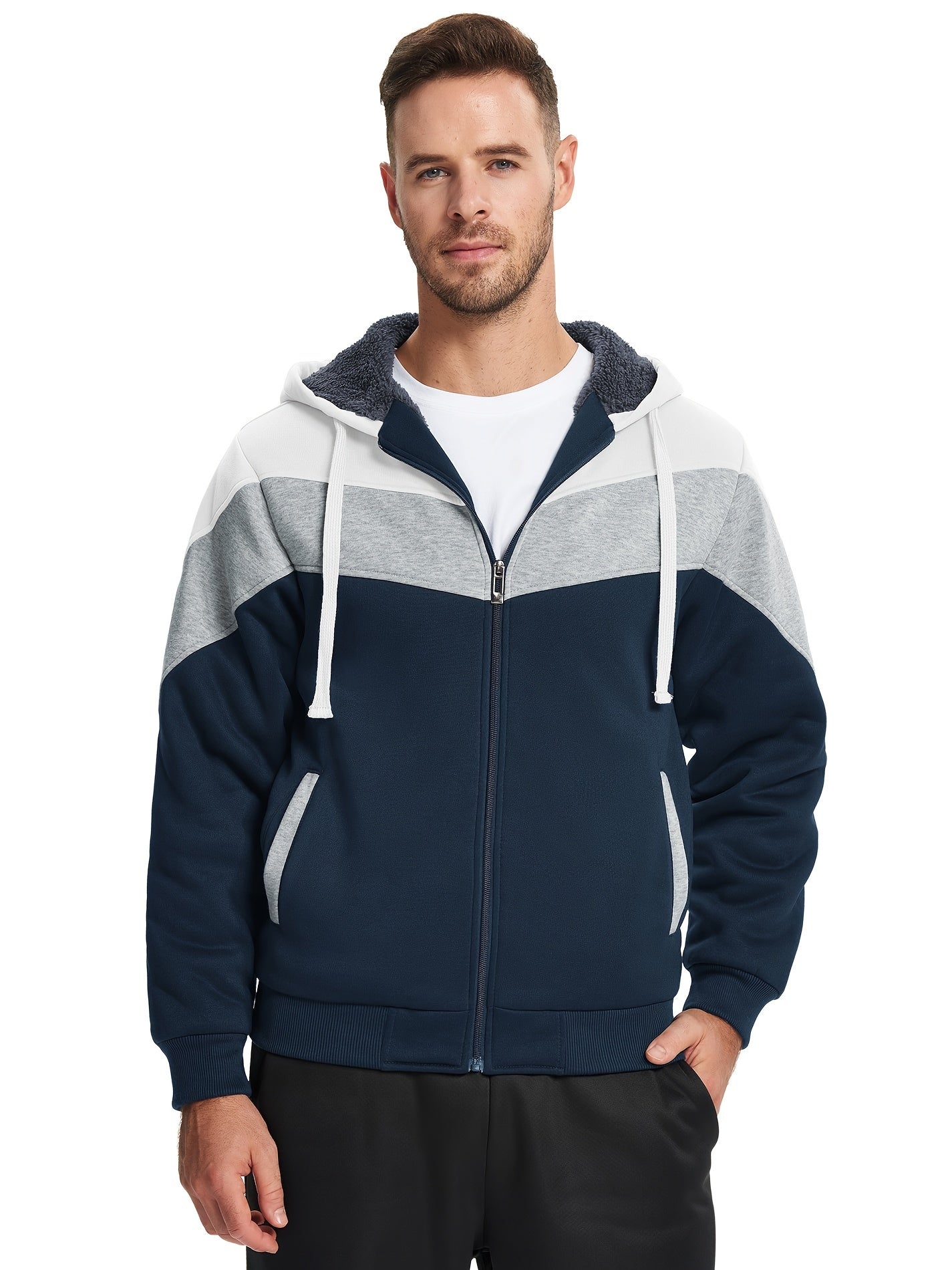 Må ngsidig päls hoodie för män