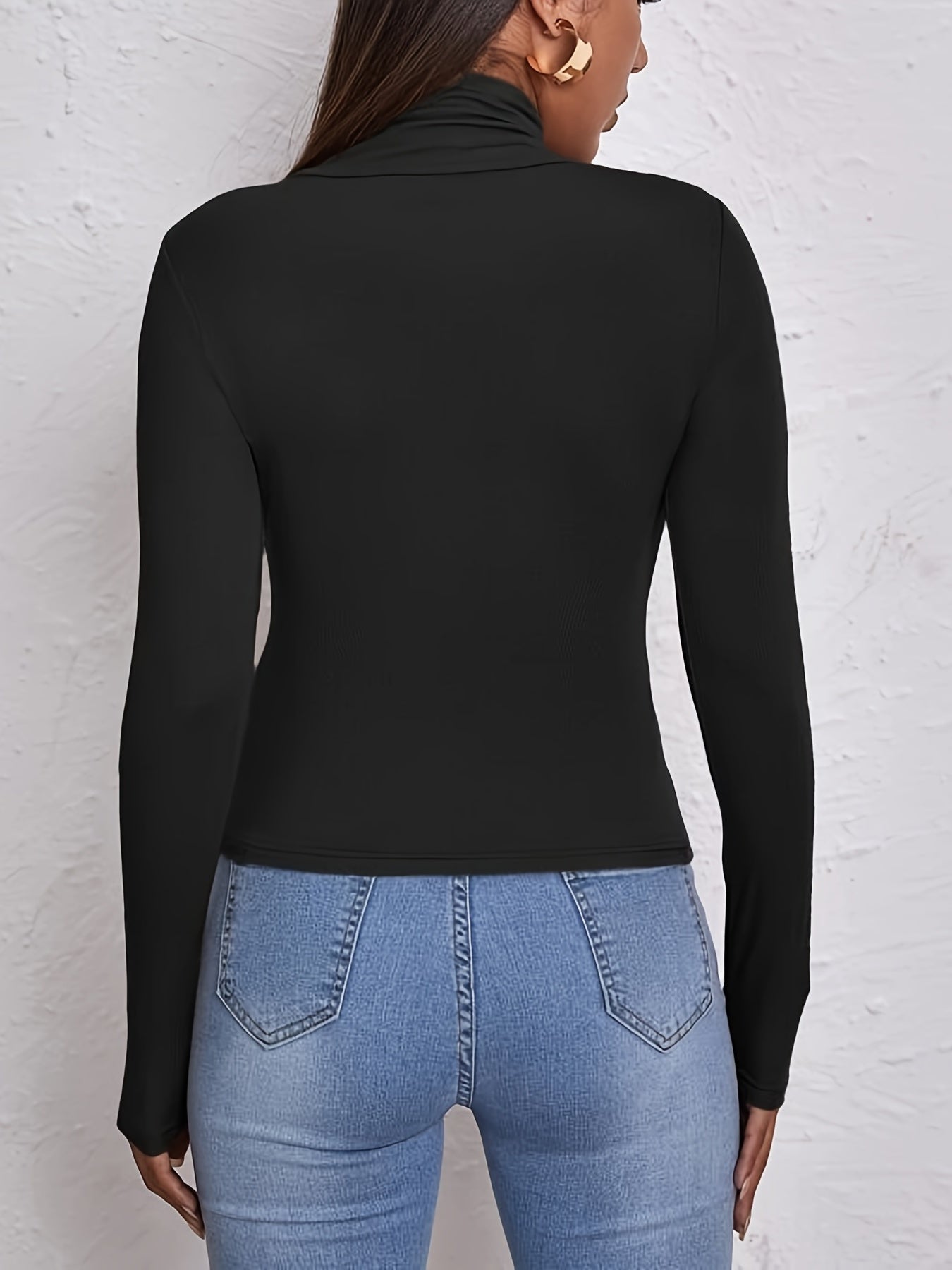 Svart slim fit topp med polotröja