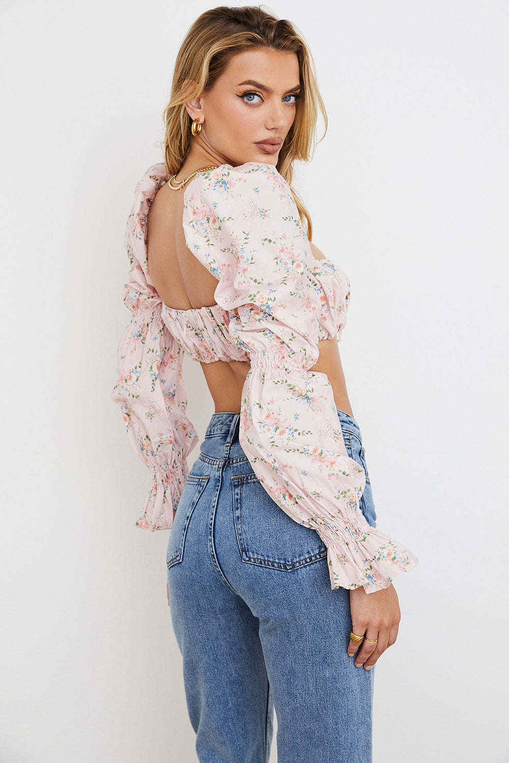 Rosa blommig bralettetopp