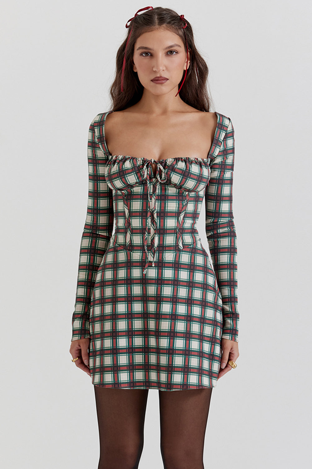 Tartan korsett miniklänning