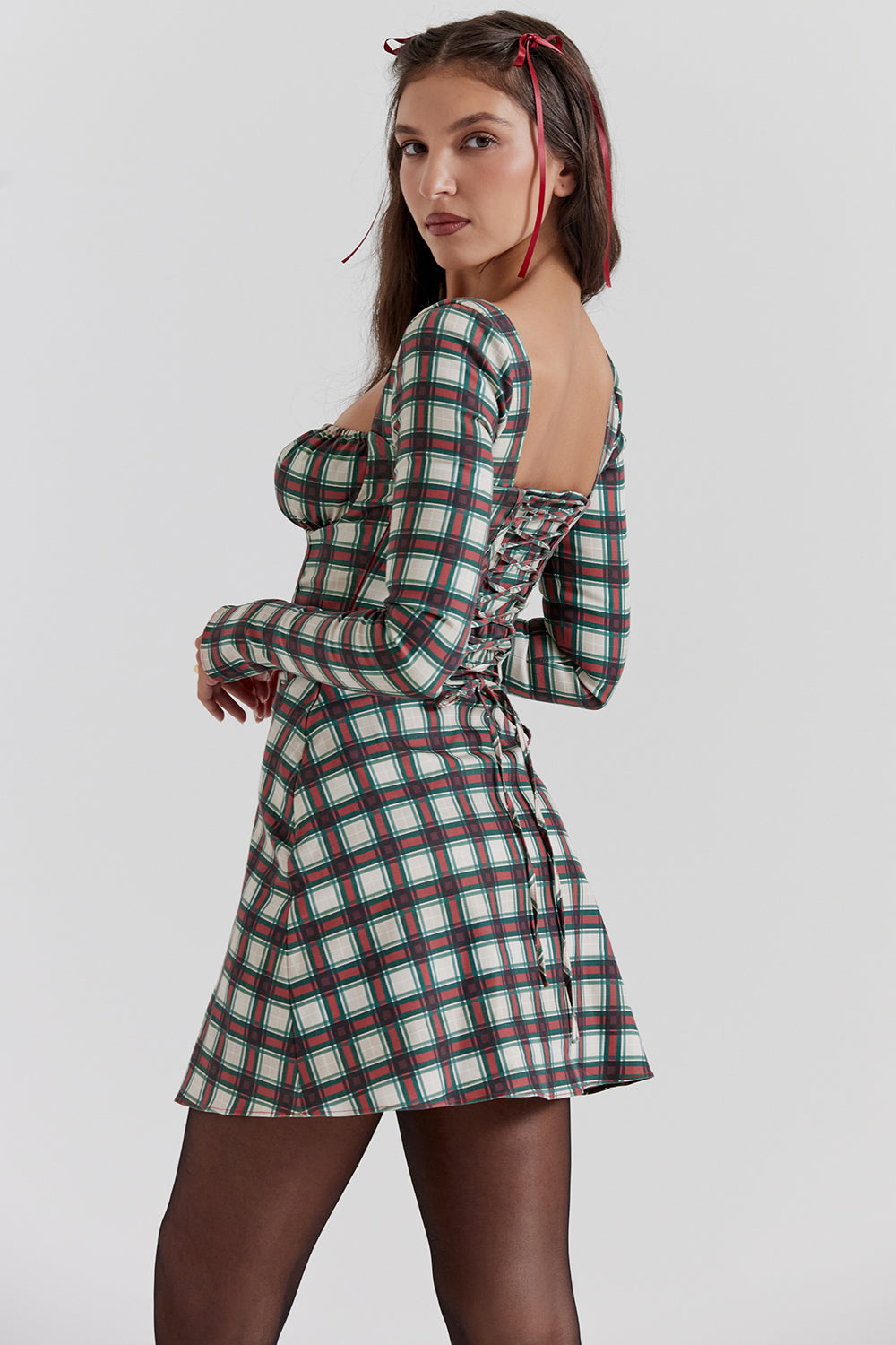 Tartan korsett miniklänning