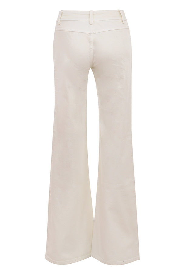 Ivory jeansskjorta med utsvängda jeans med vida ben