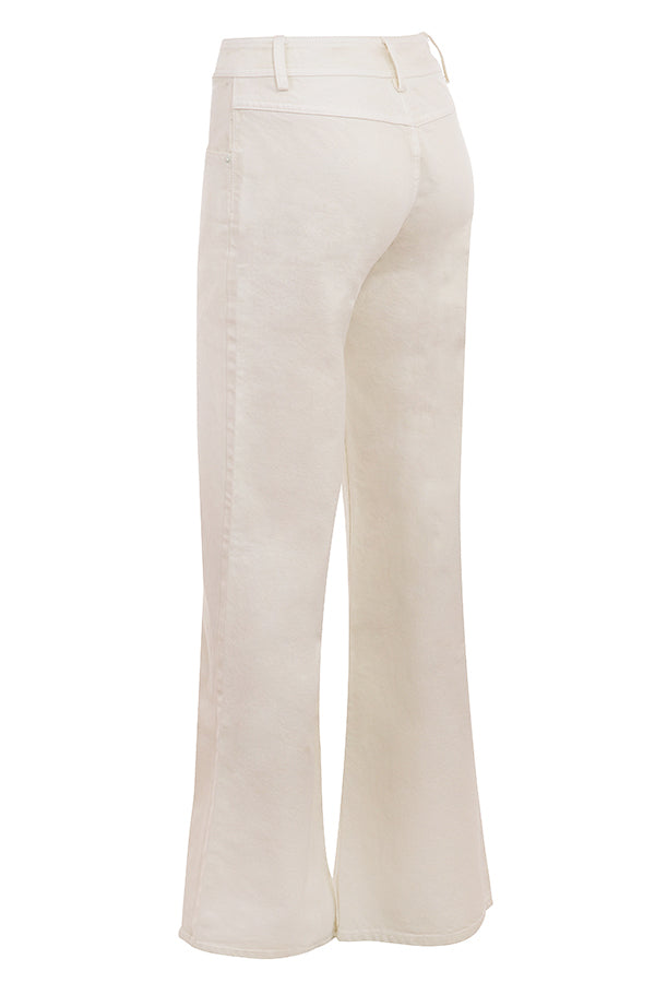 Ivory jeansskjorta med utsvängda jeans med vida ben