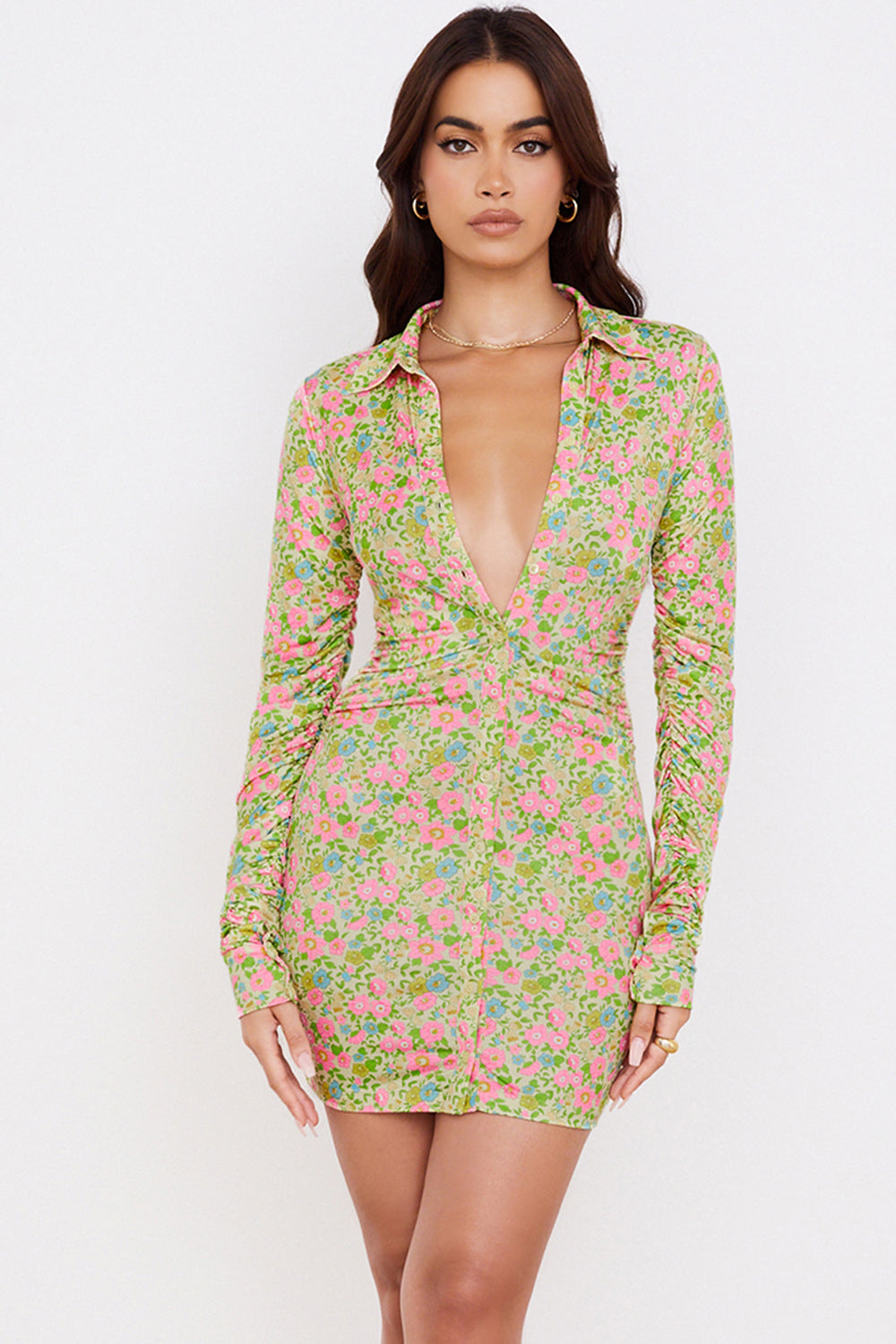 Vintage miniskjortklänning med blommor