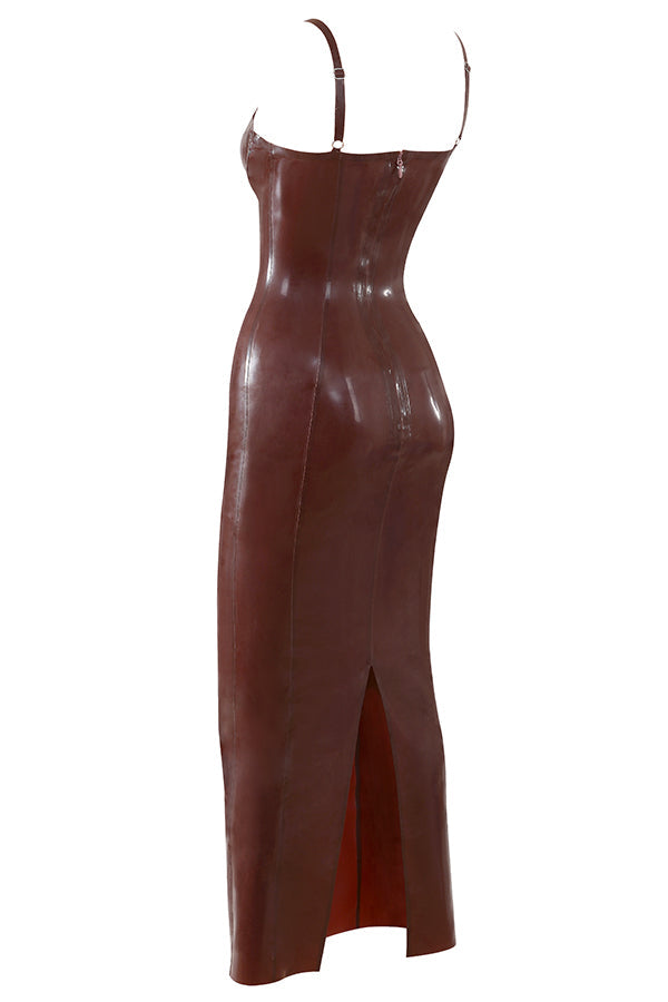 Midiklänning i choklad latex