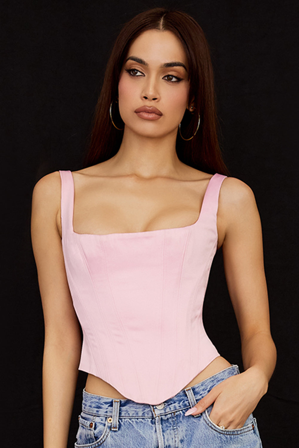 Fairy rosa satin longline korsett
