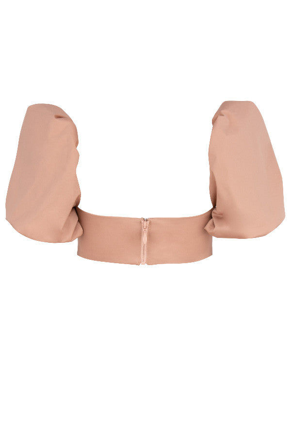 Kamelfärgad bralette med puffärmar