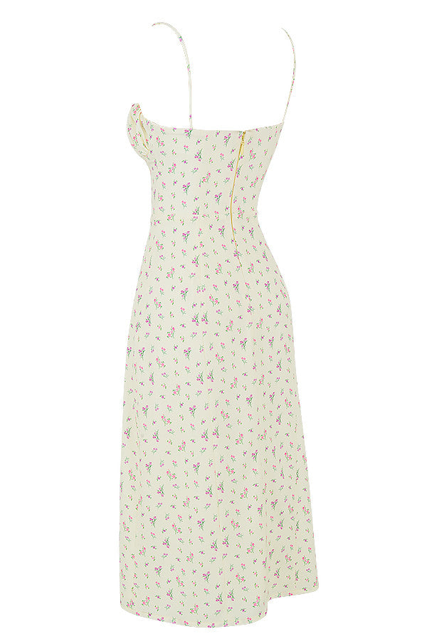 Blommig bustier midiklänning