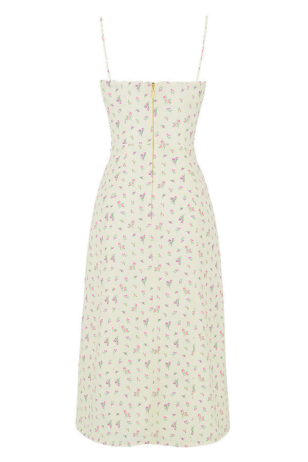 Blommig bustier midiklänning