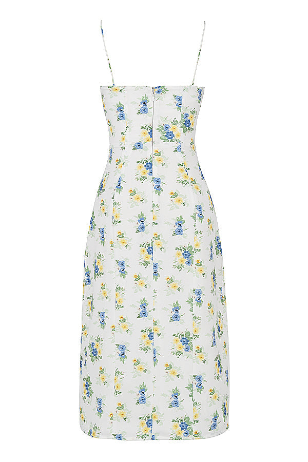 Blommig bustier midiklänning