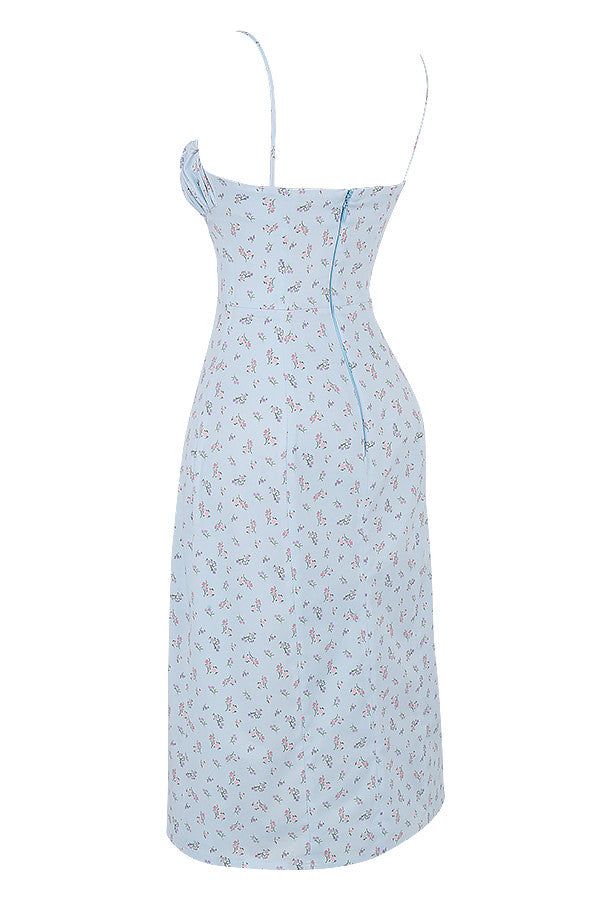 Blommig bustier midiklänning