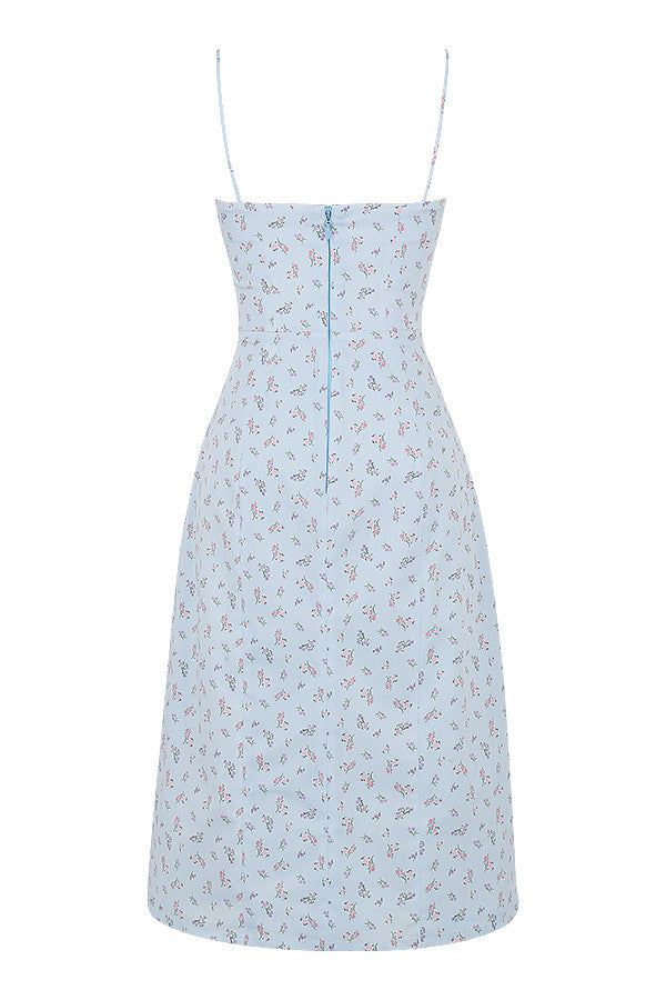 Blommig bustier midiklänning