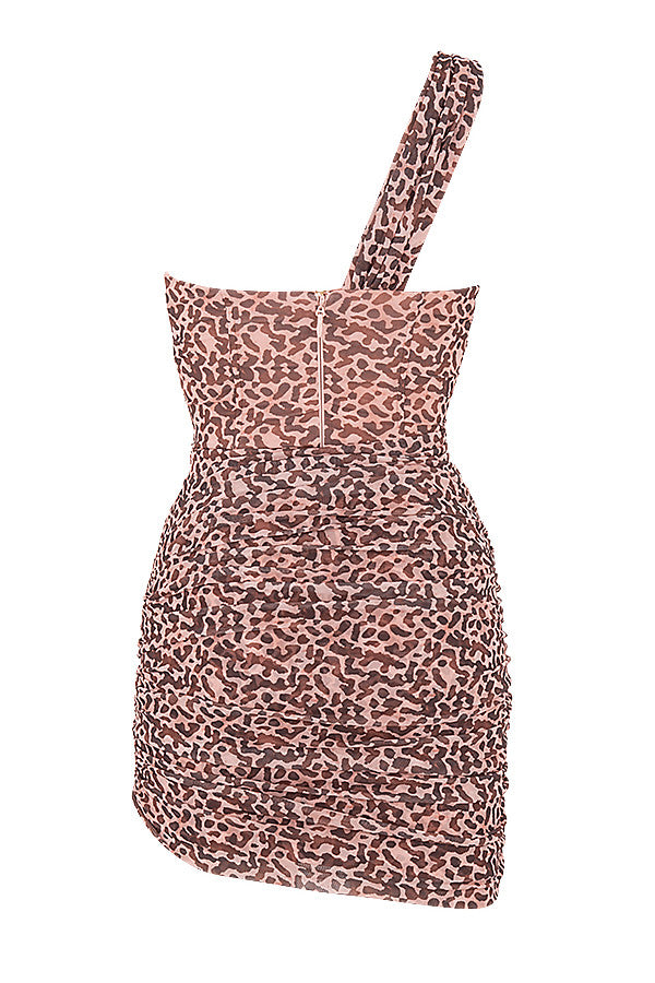 Utskuren miniklänning med leopardtryck