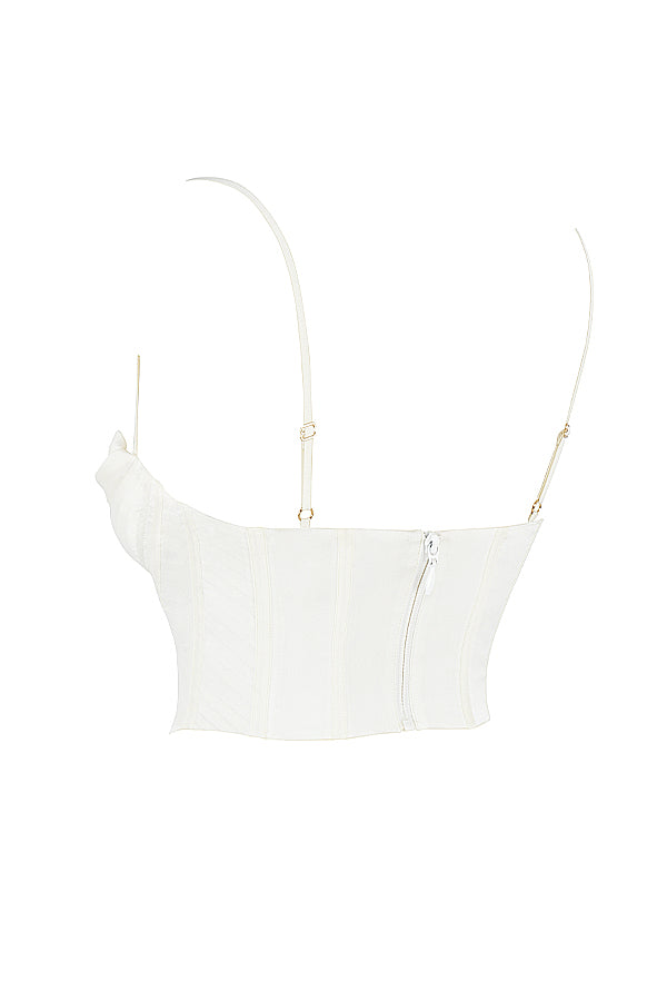 Ivory satin draperad korsett