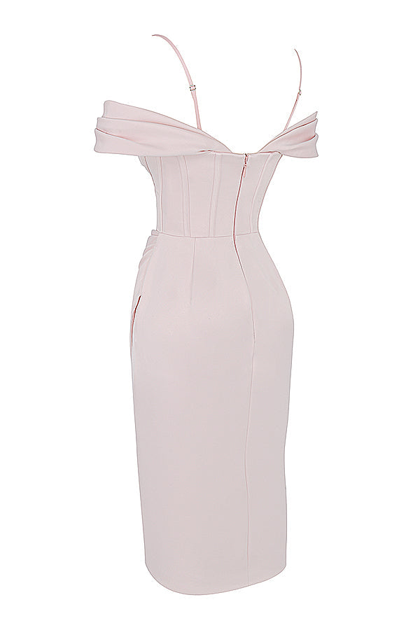 Blush off shoulder korsettklänning