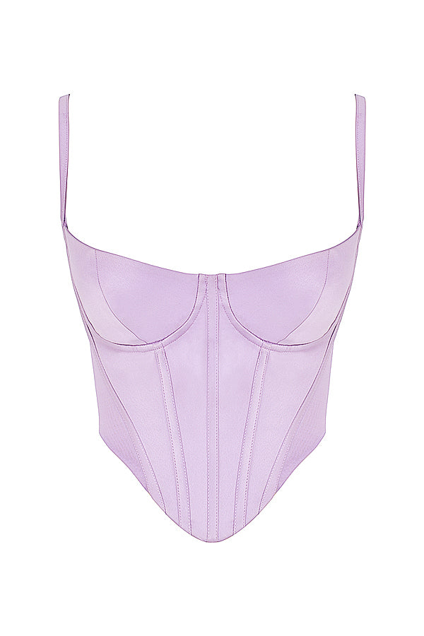 Orchid satin korsett med minikjol