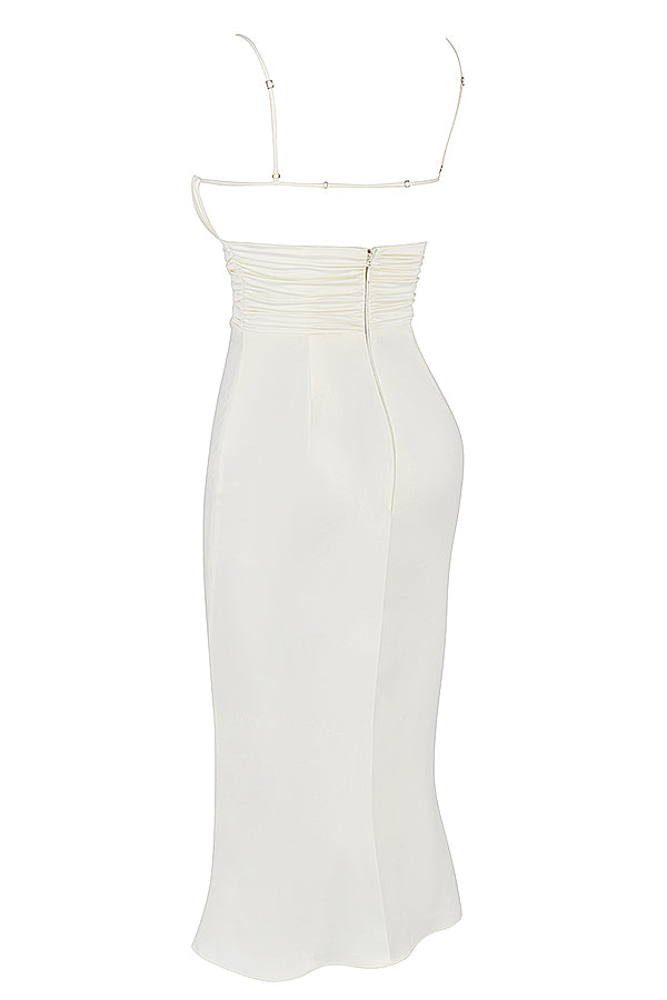 Ivory satin korsett midiklänning