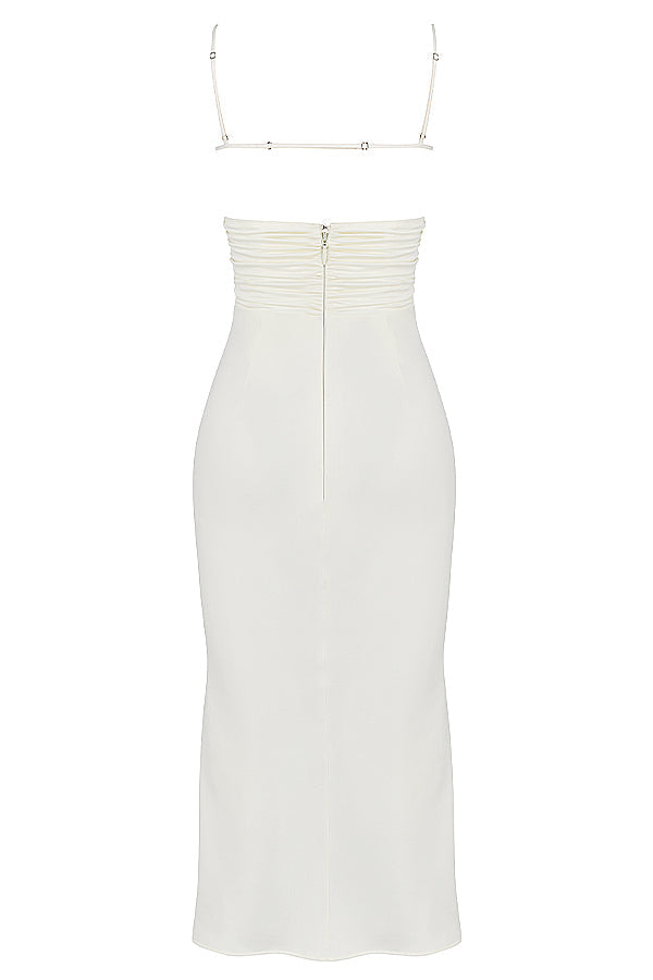 Ivory satin korsett midiklänning
