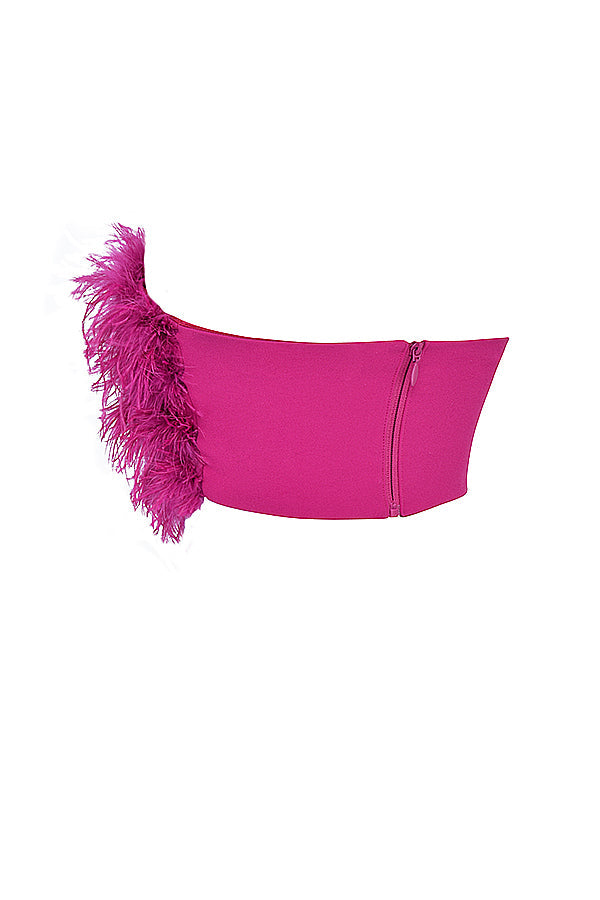 Ljust rosa bandeau med paljetter och maxikjol