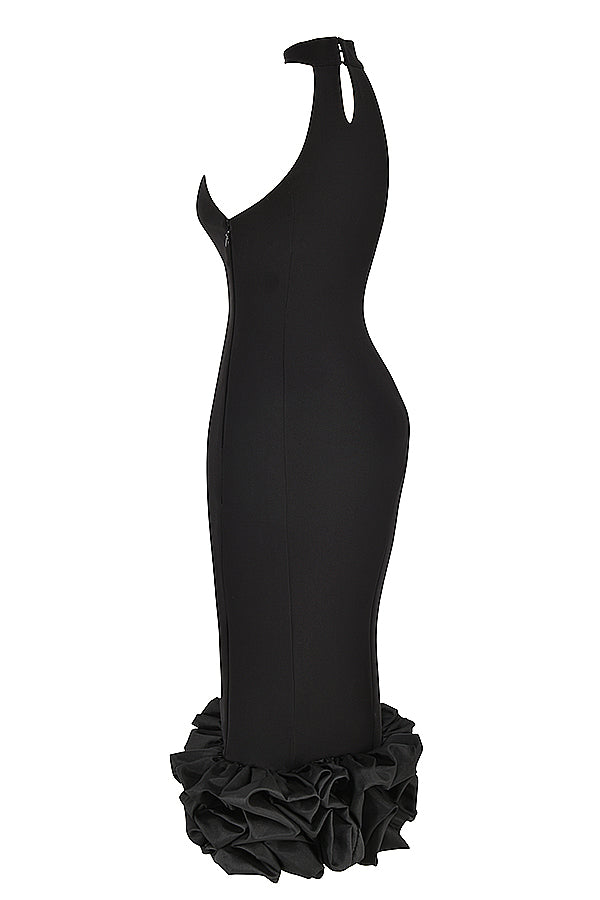 Svart peplum midiklänning