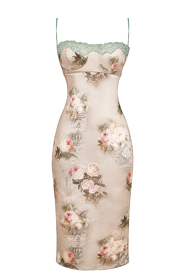 Vintage midiklänning med blommor