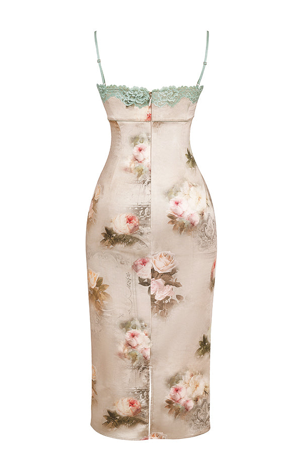 Vintage midiklänning med blommor