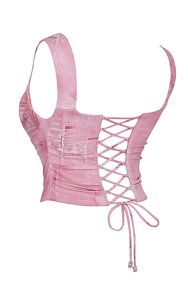 Korsett med rosa tryck