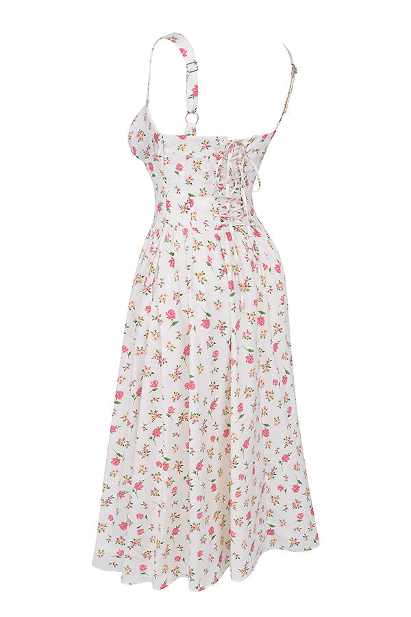 Midi solklänning med blommor