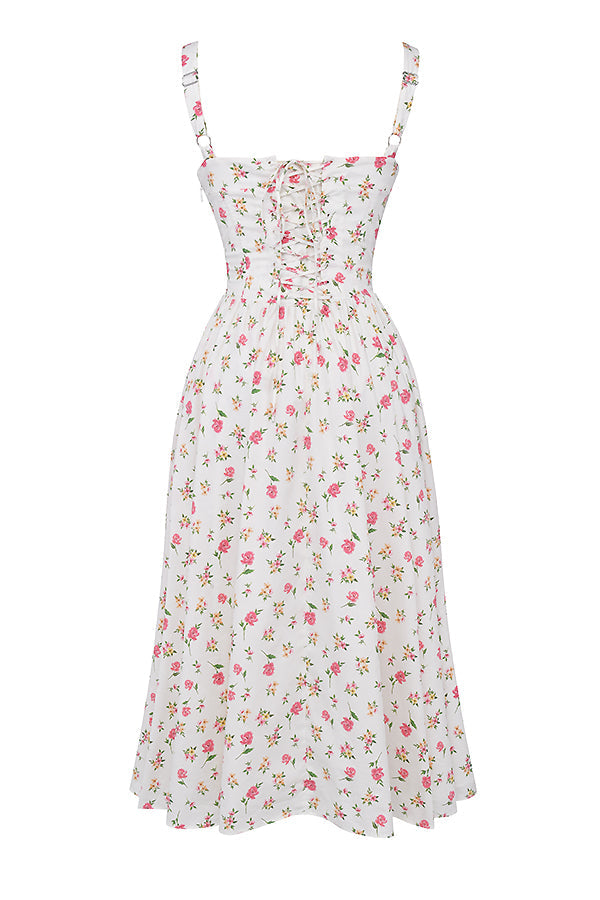 Midi solklänning med blommor