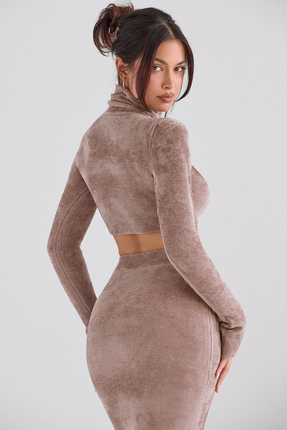Chenille crop top med maxikjol