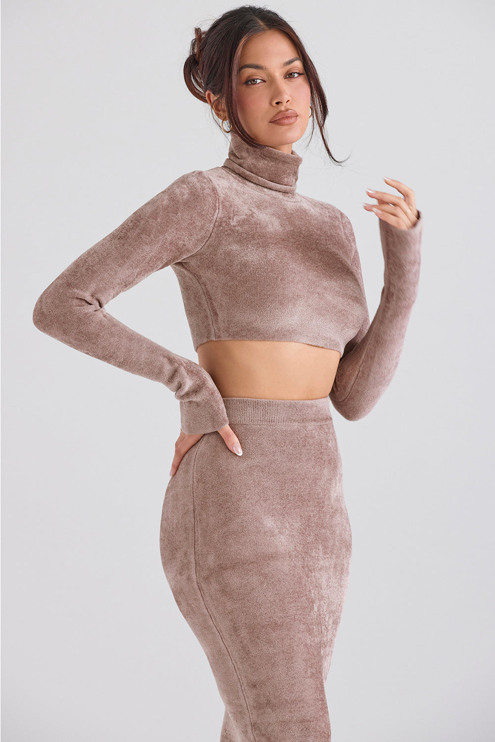 Chenille crop top med maxikjol