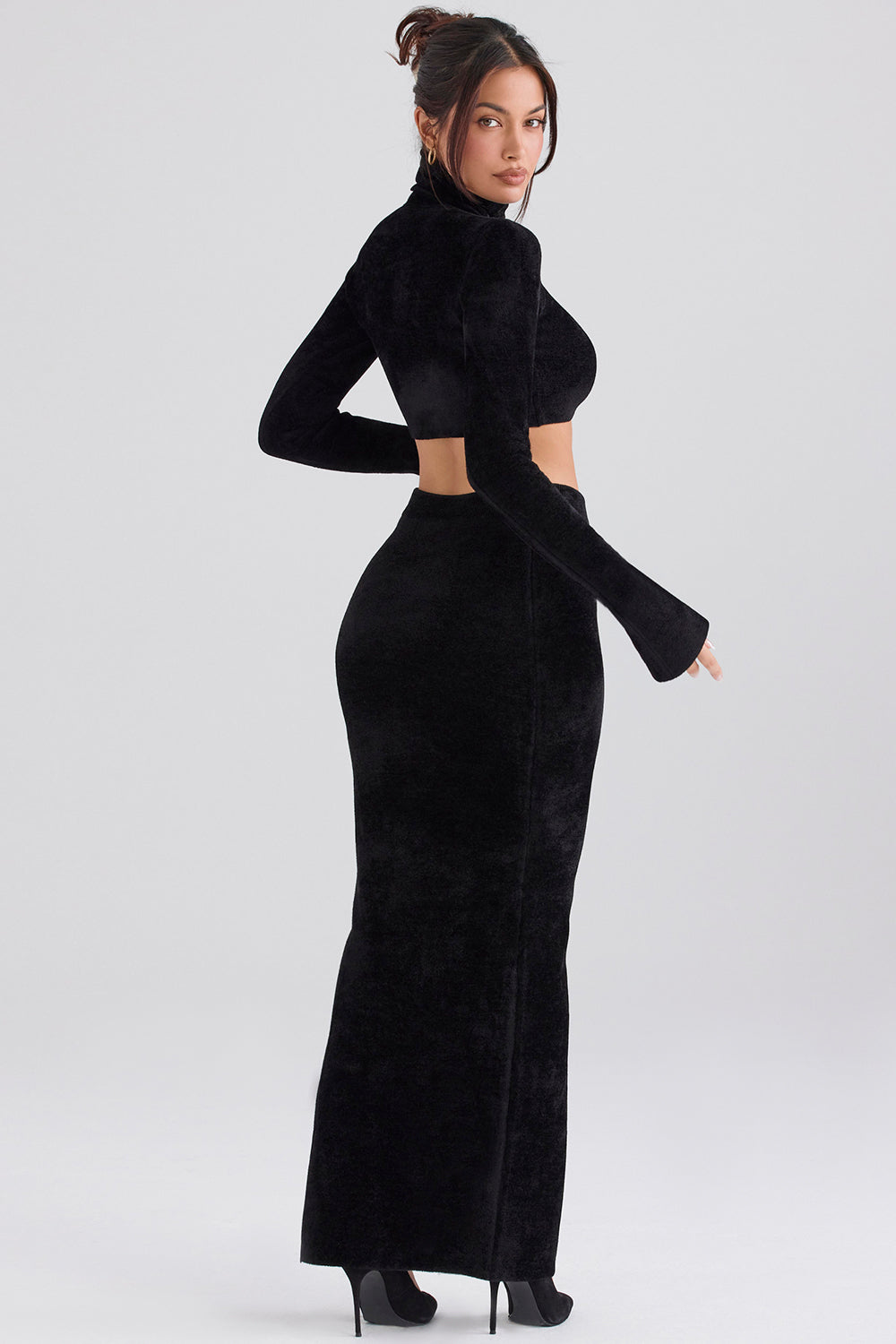 Chenille crop top med maxikjol