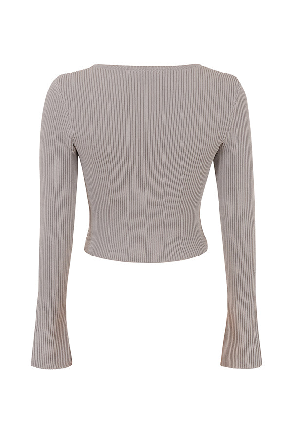 Ribbstickad cardigan med leggings