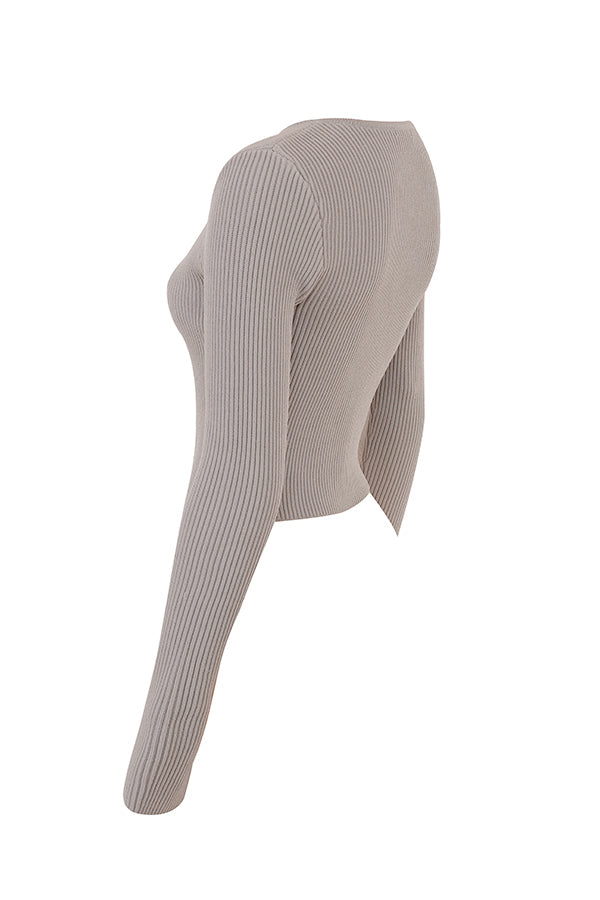 Ribbstickad cardigan med leggings