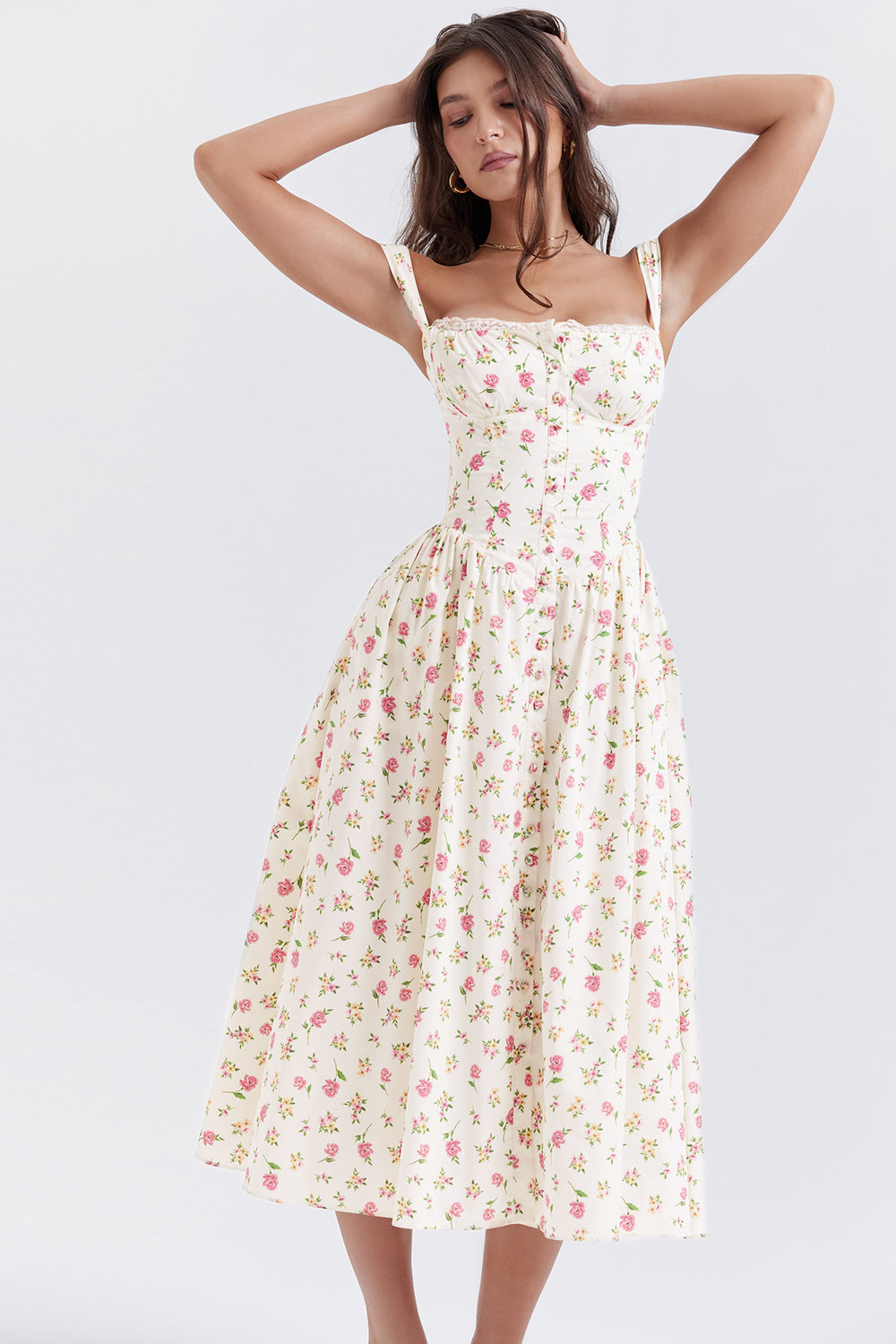 Midi solklänning med blommor
