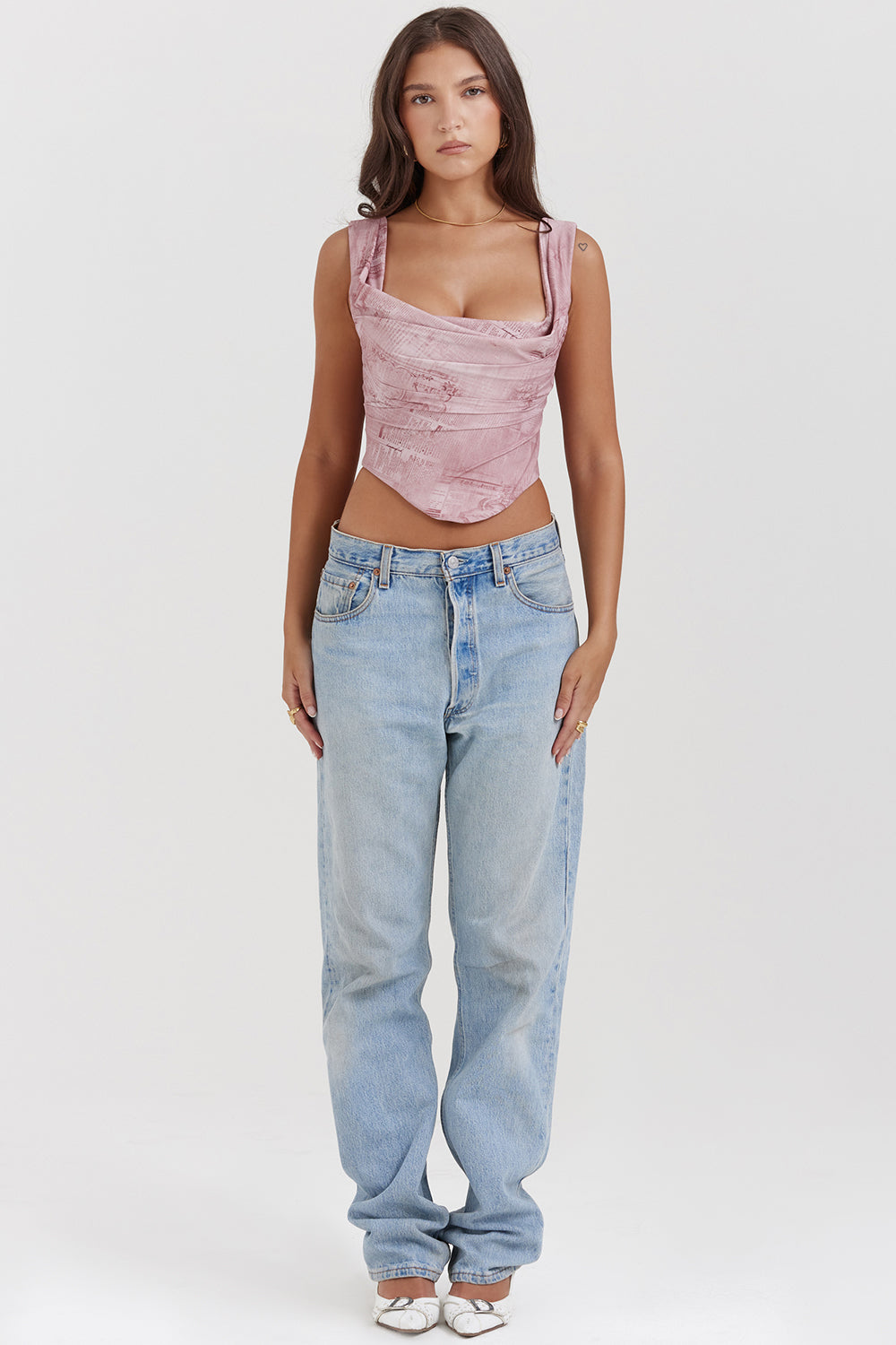 Korsett med rosa tryck