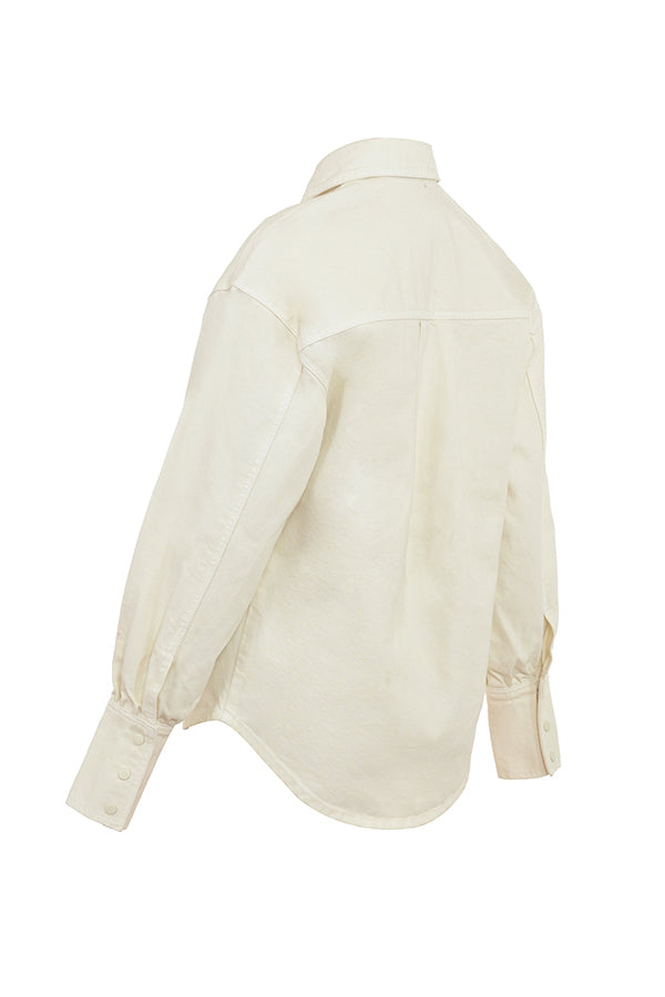 Ivory jeansskjorta med utsvängda jeans med vida ben